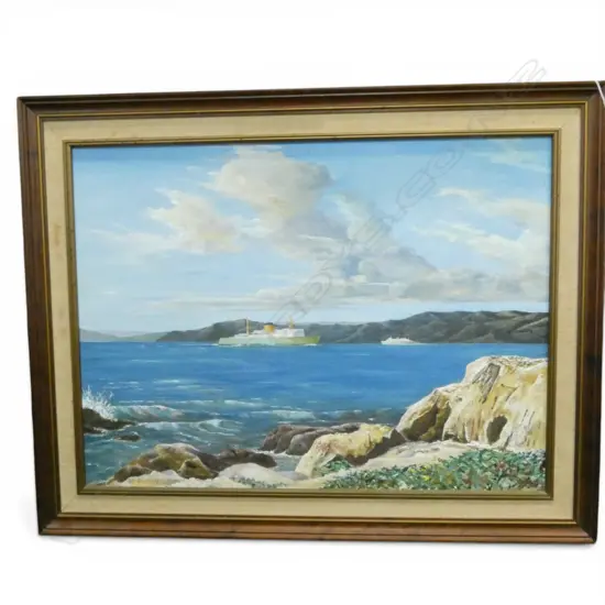 K. D. MILLS 'CROSSOVER OFF WORSER BAY' OIL ON BOARD 440x595mm