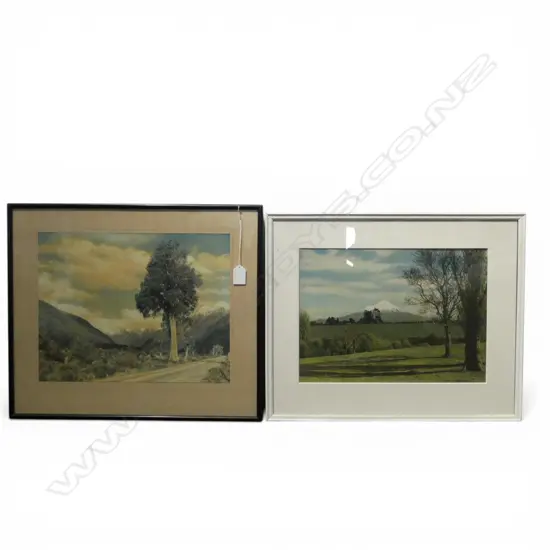 2 HAND COLOURED PHOTOS; WHITES AVIATION 'SOUTH WESTLAND' 290x375mm / UNKNOWN, MT TARANAKI