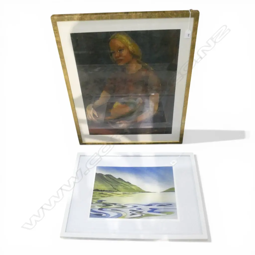 RAEWYN HARRIS, OUT ON THE WATER, PRINT, 290x410mm + ORIGINAL OIL OF A WOMEN by UNKNOWN ARTIST Image 1++