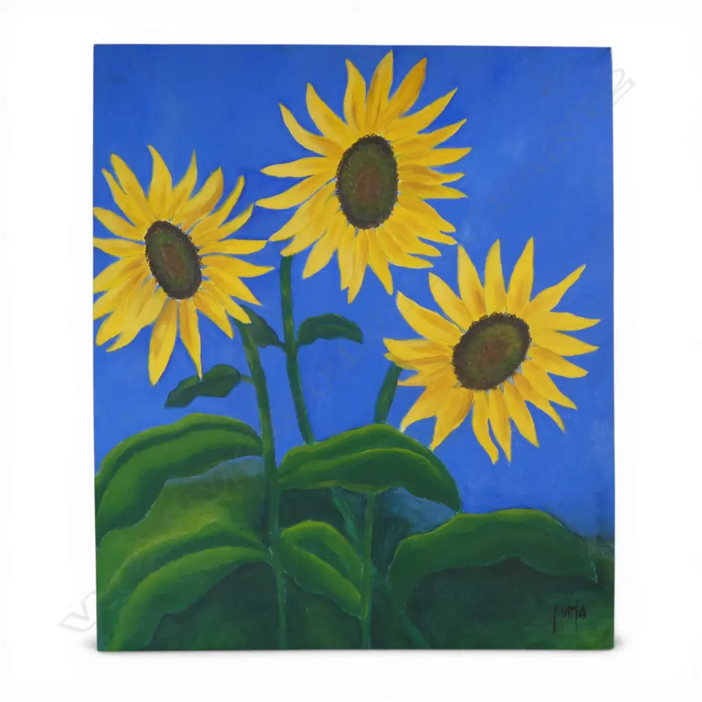 UNFRAMED OIL ON CANVAS SUNFLOWERS H800 W680MM Image 1++
