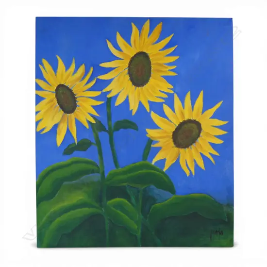 UNFRAMED OIL ON CANVAS SUNFLOWERS H800 W680MM