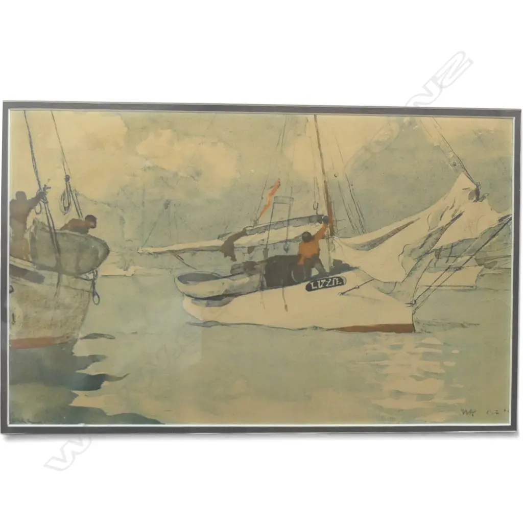 FISHING BOATS, FRAMED PRINT 210 X 340mm Image 1++