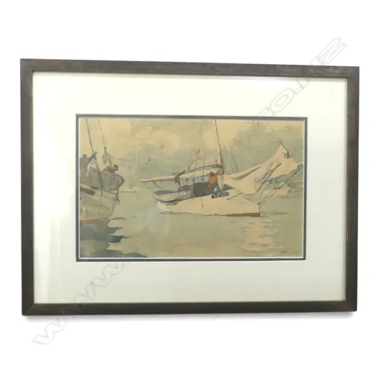 FISHING BOATS, FRAMED PRINT 210 X 340mm