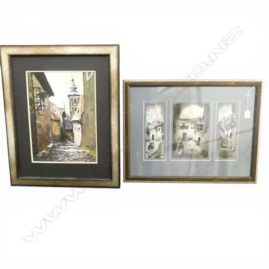 PAIR OF DECORATIVE STREET SCENES 