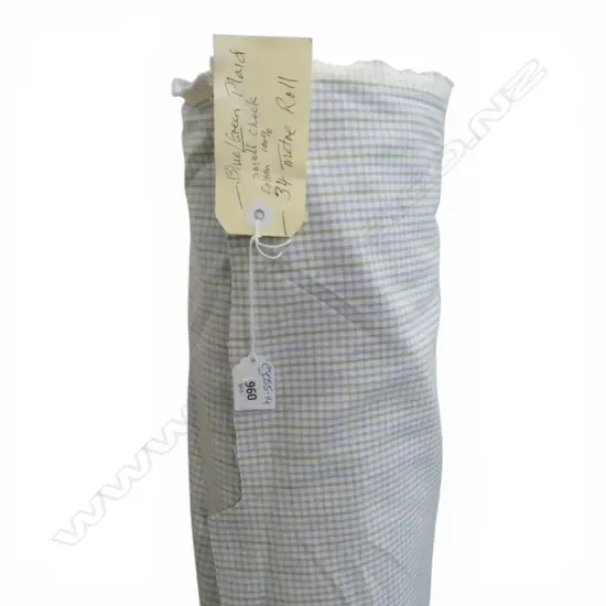 FABRIC BOLT; BLUE GREEN PLAID, COTTON, 34M ROLL