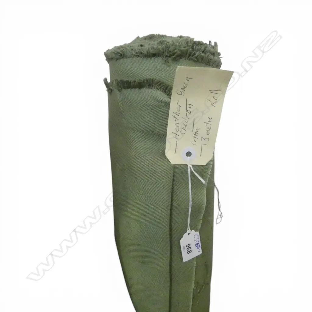FABRIC BOLT; HEATHER GREEN CHEVRON, COTTON, 13M ROLL Image 1++