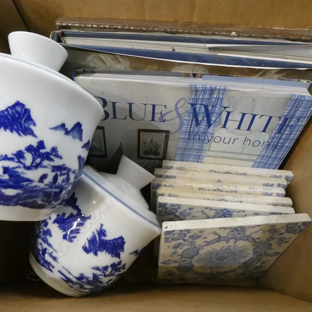 ASST. B/W TILES, CHINA & DESIGN BOOK on blue & white  Image 1++