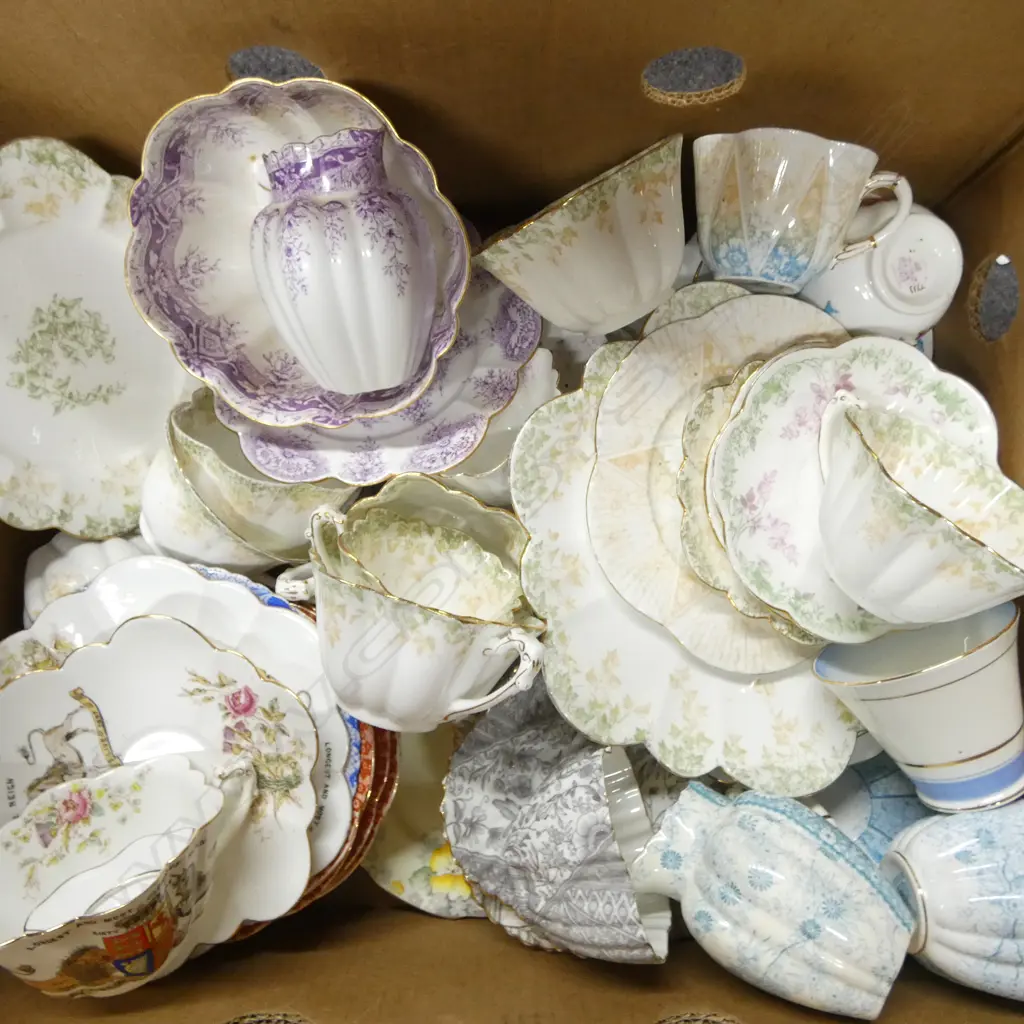 BOX OF EDWARDIAN CHINA PART TEASETS ETC Image 1++
