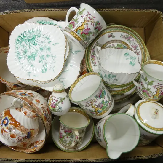 TRAY OF MIXED EDWARDIAN PART TEASETS