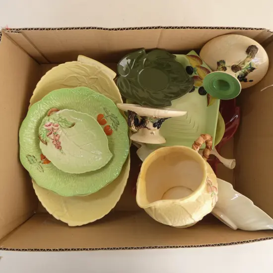 ASST. CARLTON WARE, INCLDS PR CANDLESTICKS, jug has hairline