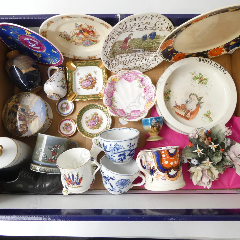 BOX ASSTD. CHINA – SANTA BABY’S BOWL, LIMOGES ETC  Image 1++