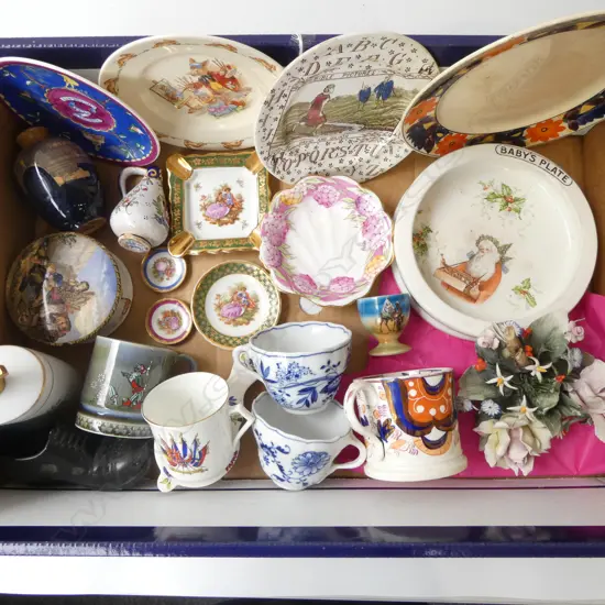 BOX ASSTD. CHINA – SANTA BABY’S BOWL, LIMOGES ETC 