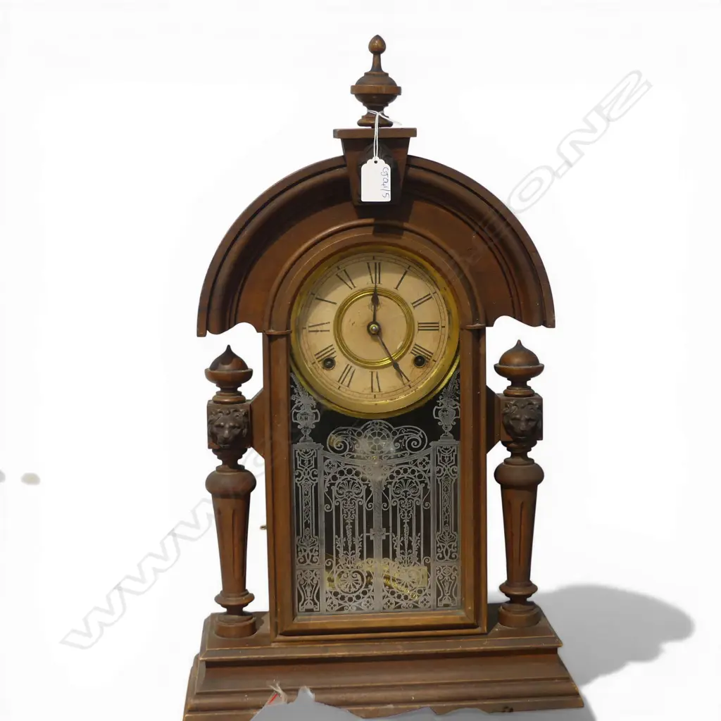 AMERICAN ANSONIA MANTLE CLOCK, H.585mm, RUNNING w. KEY Image 1++