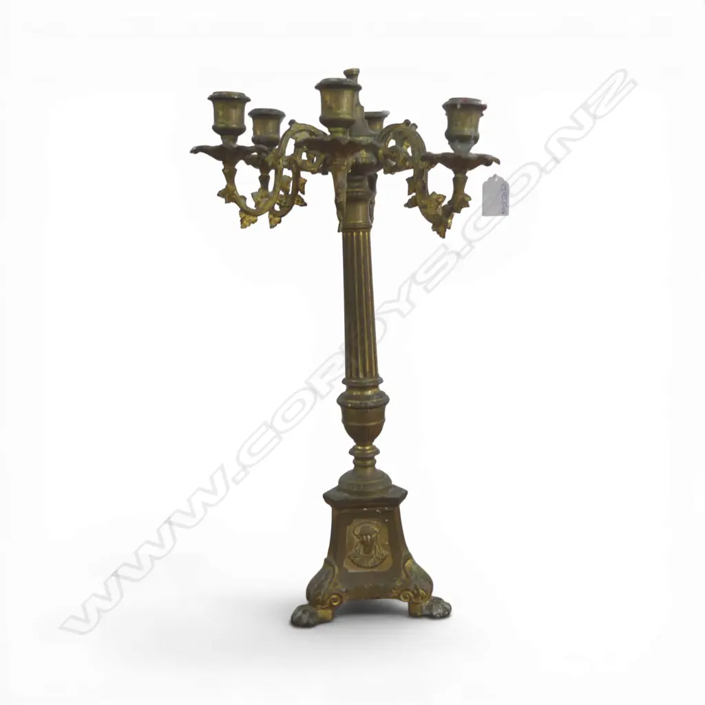 ECCLESIASTICAL 6 ARM CANDELABRA finial missing H.480mm Image 1++