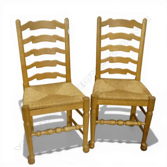 2 LADDER BACK CHAIRS, CANED SEATS