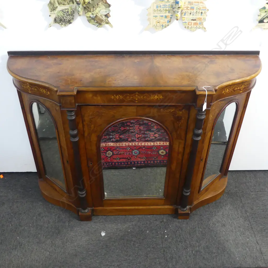 LATE VICTORIAN INLAID CREDENZA 1170x350x855mm Image 1++