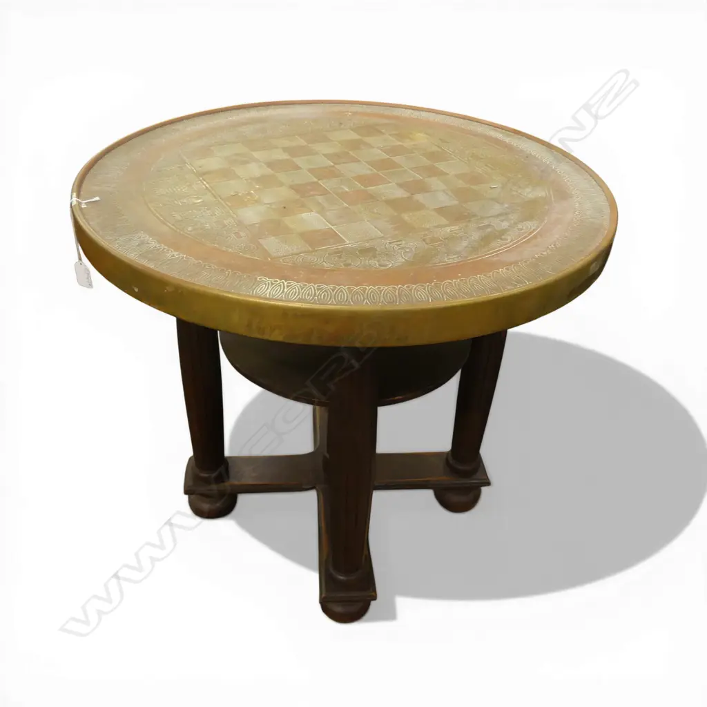 COPPER TOP CHESS TABLE H.630mm, 700mm dia Image 1++