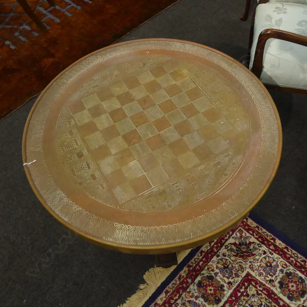 COPPER TOP CHESS TABLE H.630mm, 700mm dia Image 1++