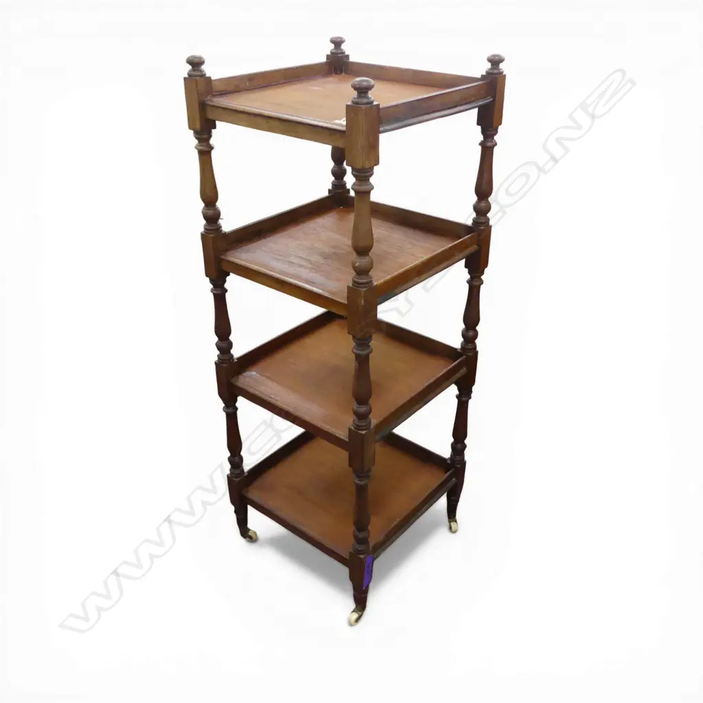 ANTIQUE 4 TIER WHATNOT on castors 450x455x1250mm Image 1++