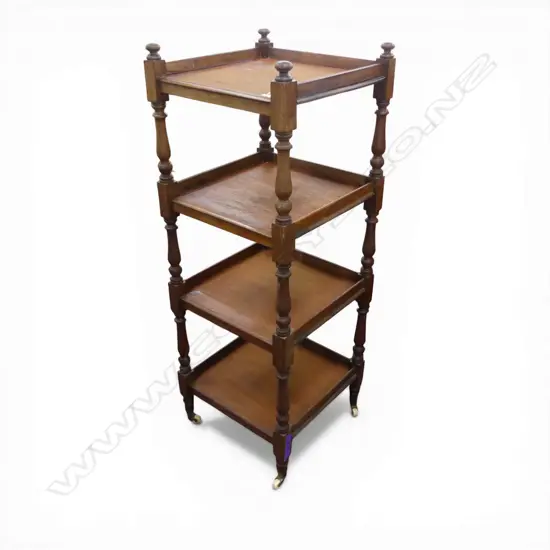 ANTIQUE 4 TIER WHATNOT on castors 450x455x1250mm