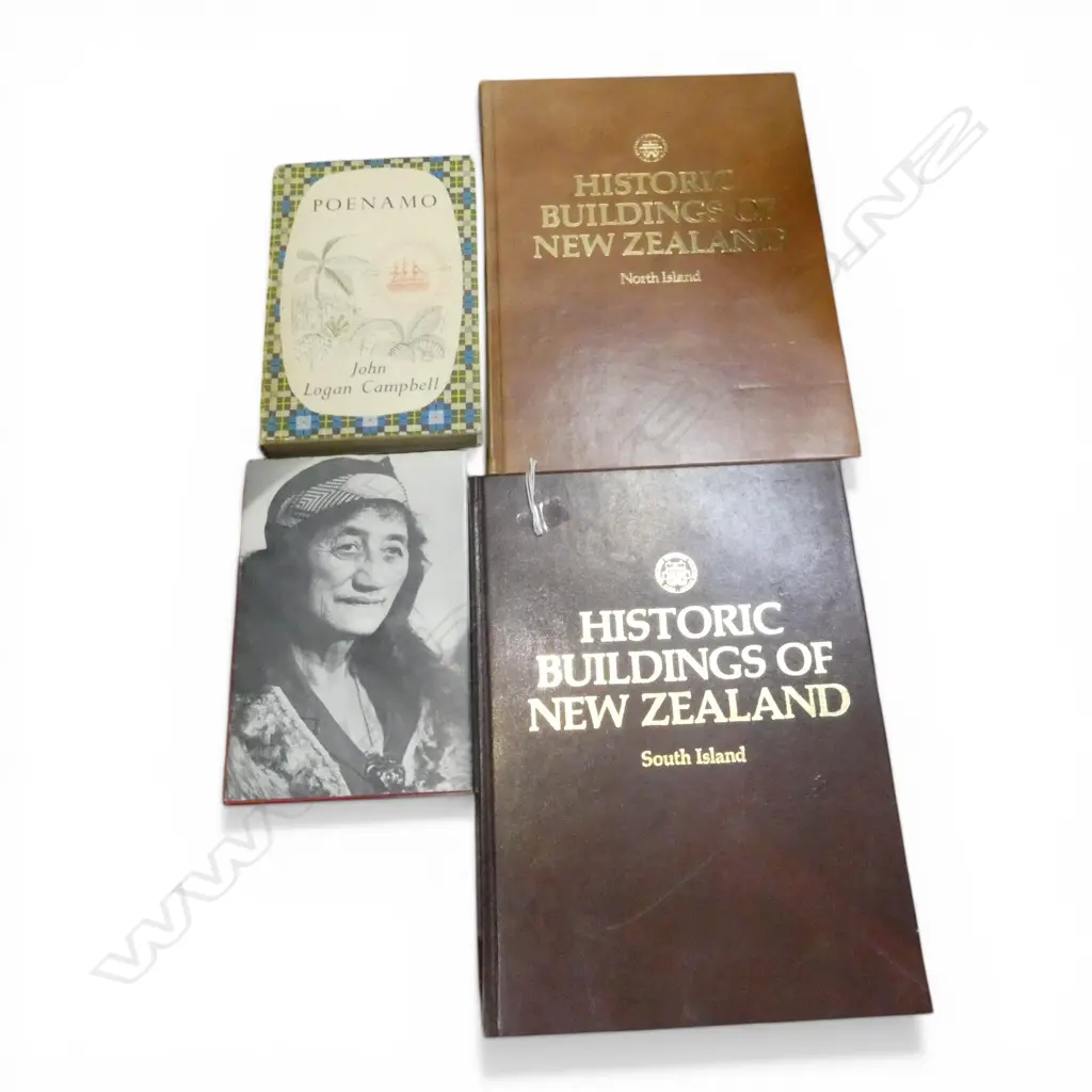 4 BOOKS; 2 VOLS. HISTORIC BUILDINGS OF NZ, GUIDE RANGI, POENAMO BY JOHN LOGAN CAMPBELL Image 1++