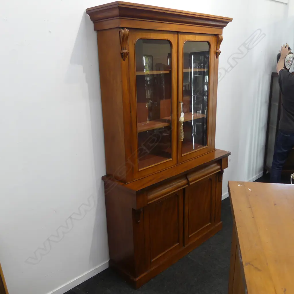 VICTORIAN MAHOGANY BOOKCASE with key 1205x400x2040mm Image 1++