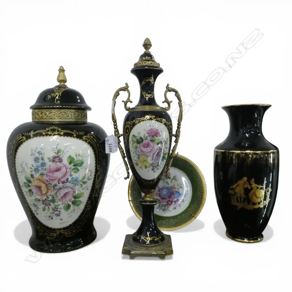 2 LIMOGE VASES, SMALL PLATE + OTHER URN H.420mm Image 1++