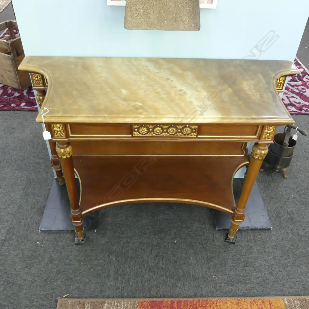 MARBLE TOP HALL / CONSOLE TABLE 1200x470x755mm - CHIPS TO BACK Image 1++