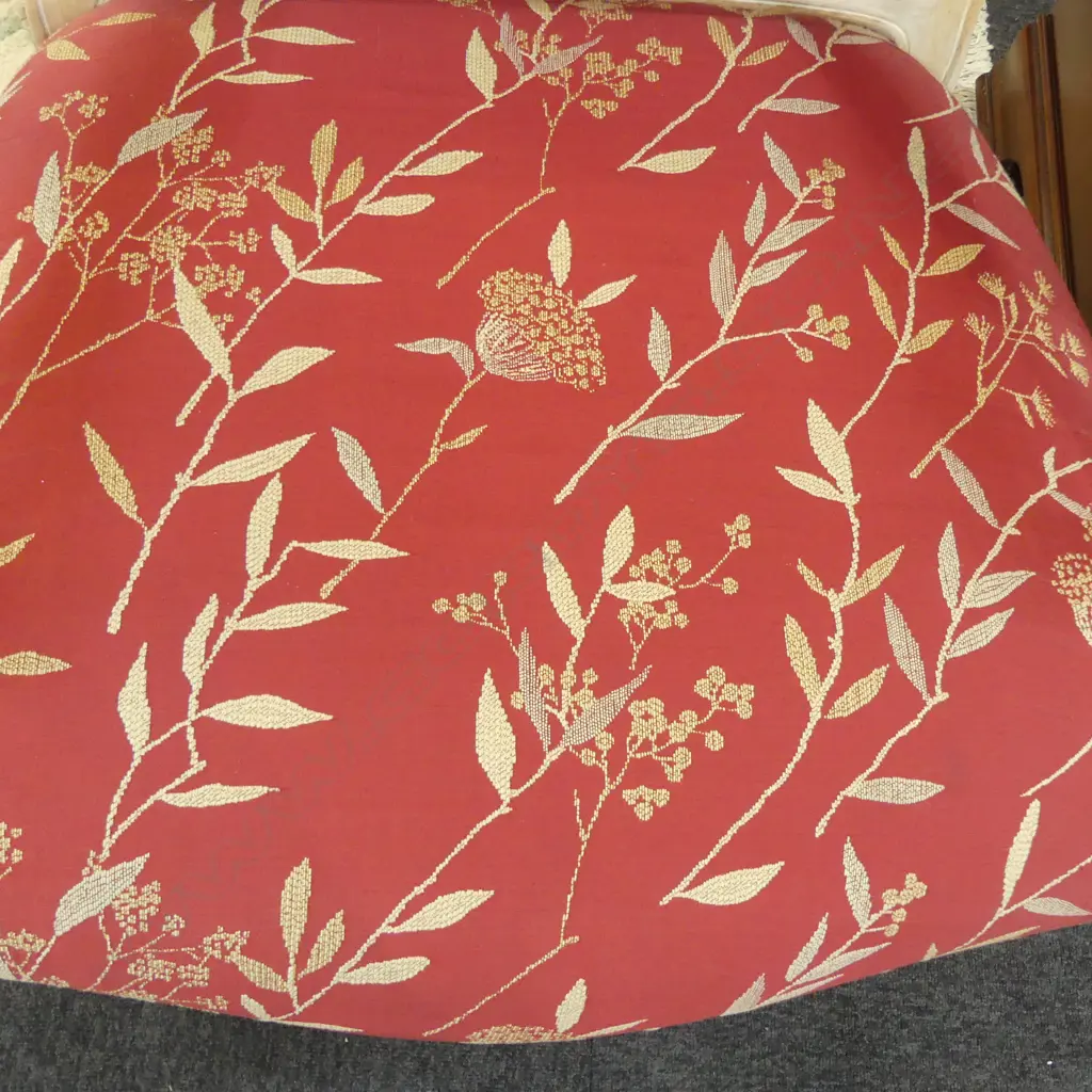 FRENCH STYLE LOUIS ARMCHAIR IN RED FLORAL UPHOLSTERY Image 1++