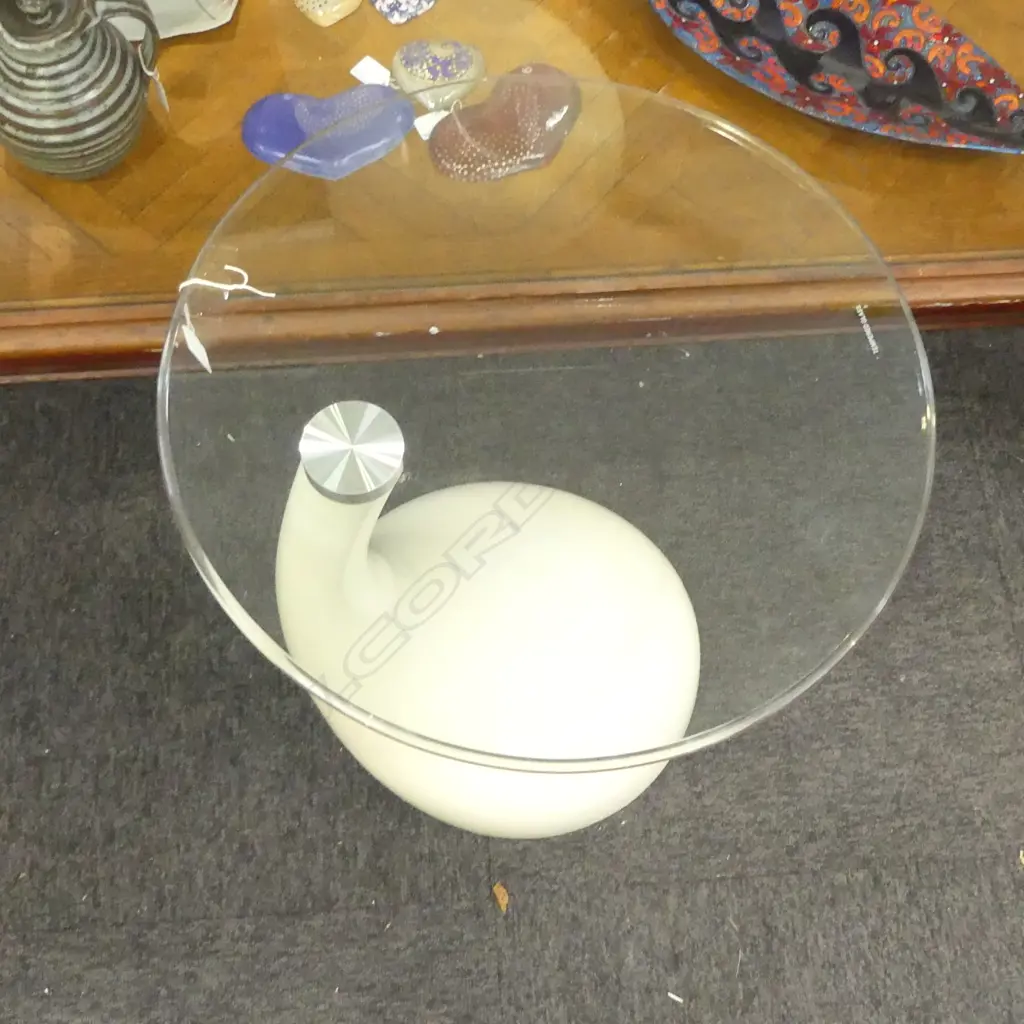 MODERN SIDE TABLE, GLASS TOP H.530mm, 450mm dia Image 1++