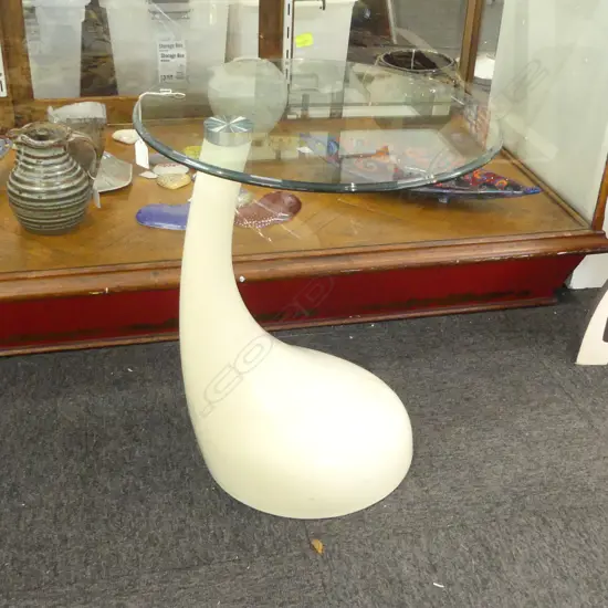 MODERN SIDE TABLE, GLASS TOP H.530mm, 450mm dia