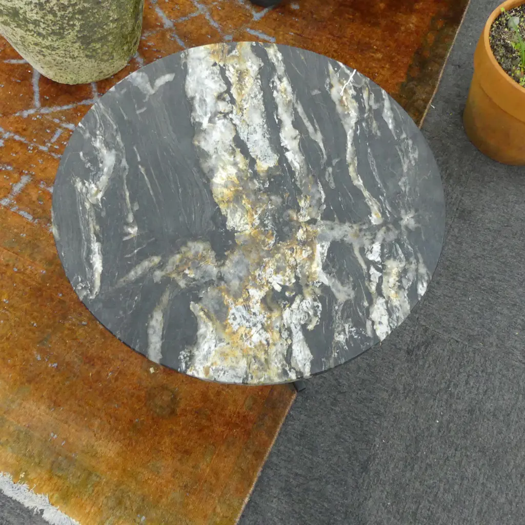 HEAVY STONE TOPPED SIDE TABLE H.490mm, 550mm dia Image 1++