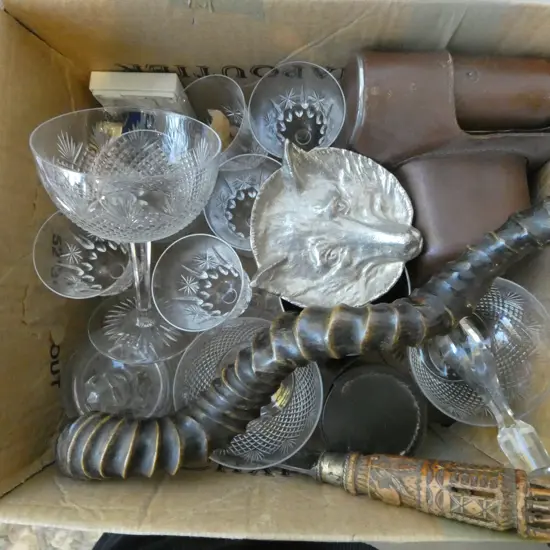 ASST. GLASSWARE, HORN FORK L.460mm ETC