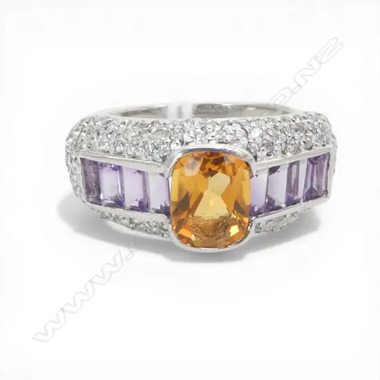 SILVER CITRINE & AMETHYST, NEW, SIZE P1/2
