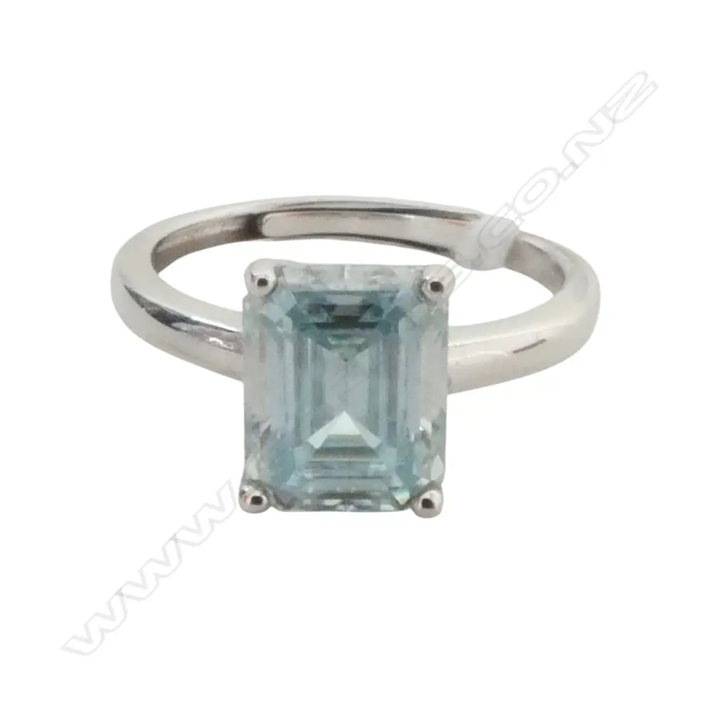 SILVER PRINCESS CUT MOISSONITE RING, adjustable size Image 1++