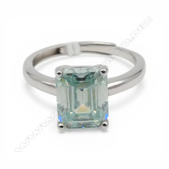 SILVER PRINCESS CUT MOISSONITE RING, adjustable size