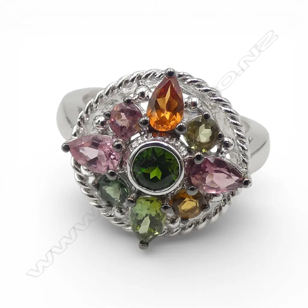 SILVER TOURMALINE RING, NEW, SIZE P1/2 Image 1++