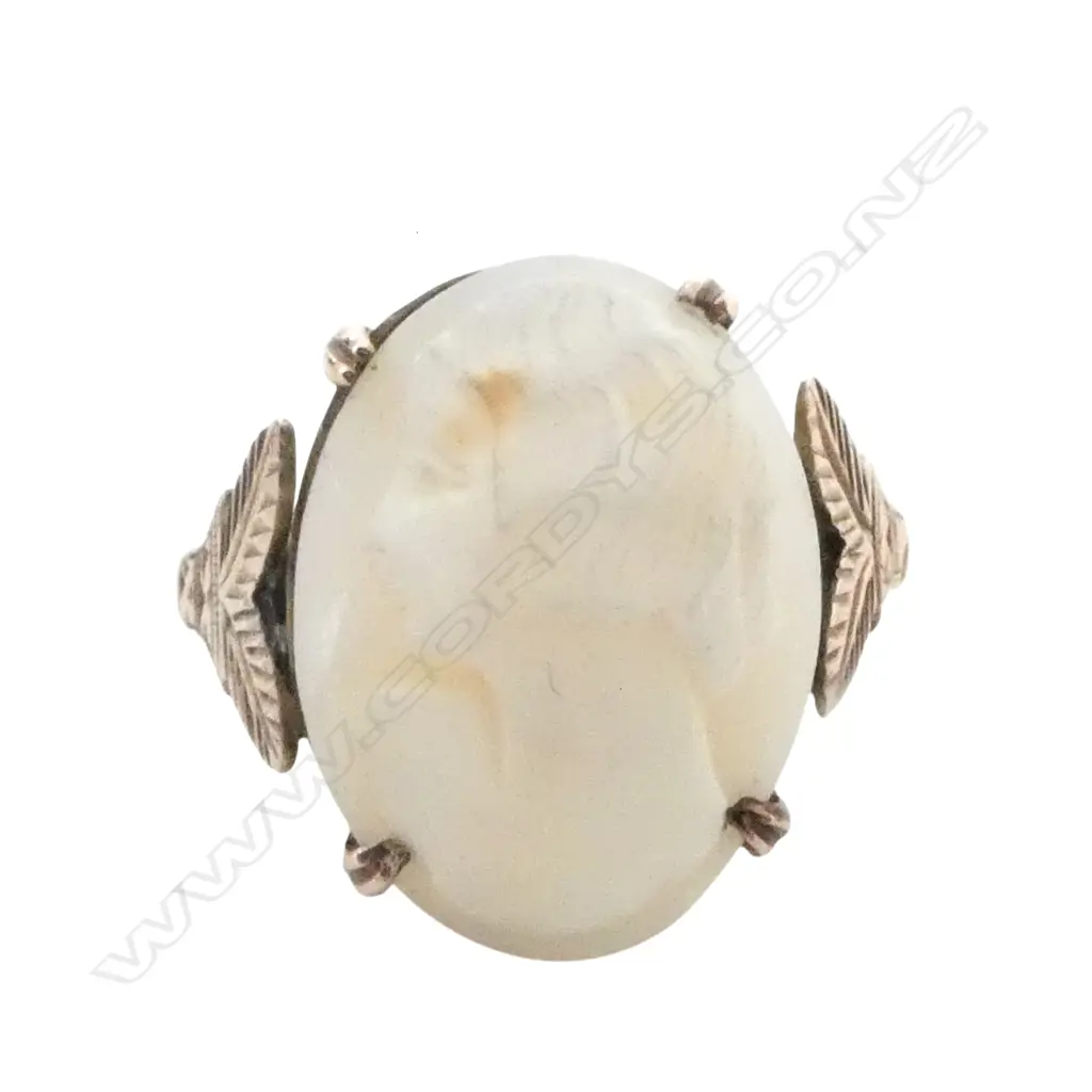 9ct ROSE GOLD & CAMEO RING 4.4gms SIZE R Image 1++