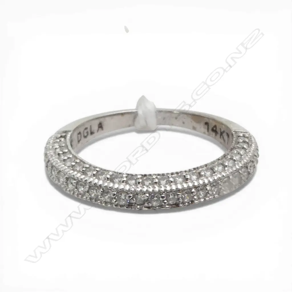 WHITE GOLD PLATED  & CZ RING marked 14ct but NOT GOLD  size K Image 1++