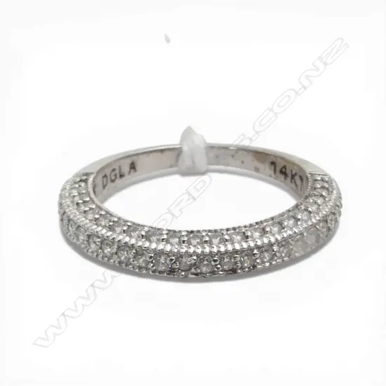 WHITE GOLD PLATED  & CZ RING marked 14ct but NOT GOLD  size K