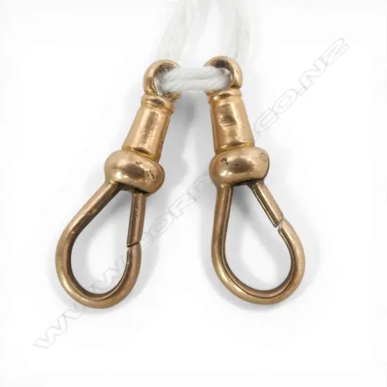 pr 15ct GOLD C.1900 'DOG CLIP' CHAIN CLASPS 3.6gms