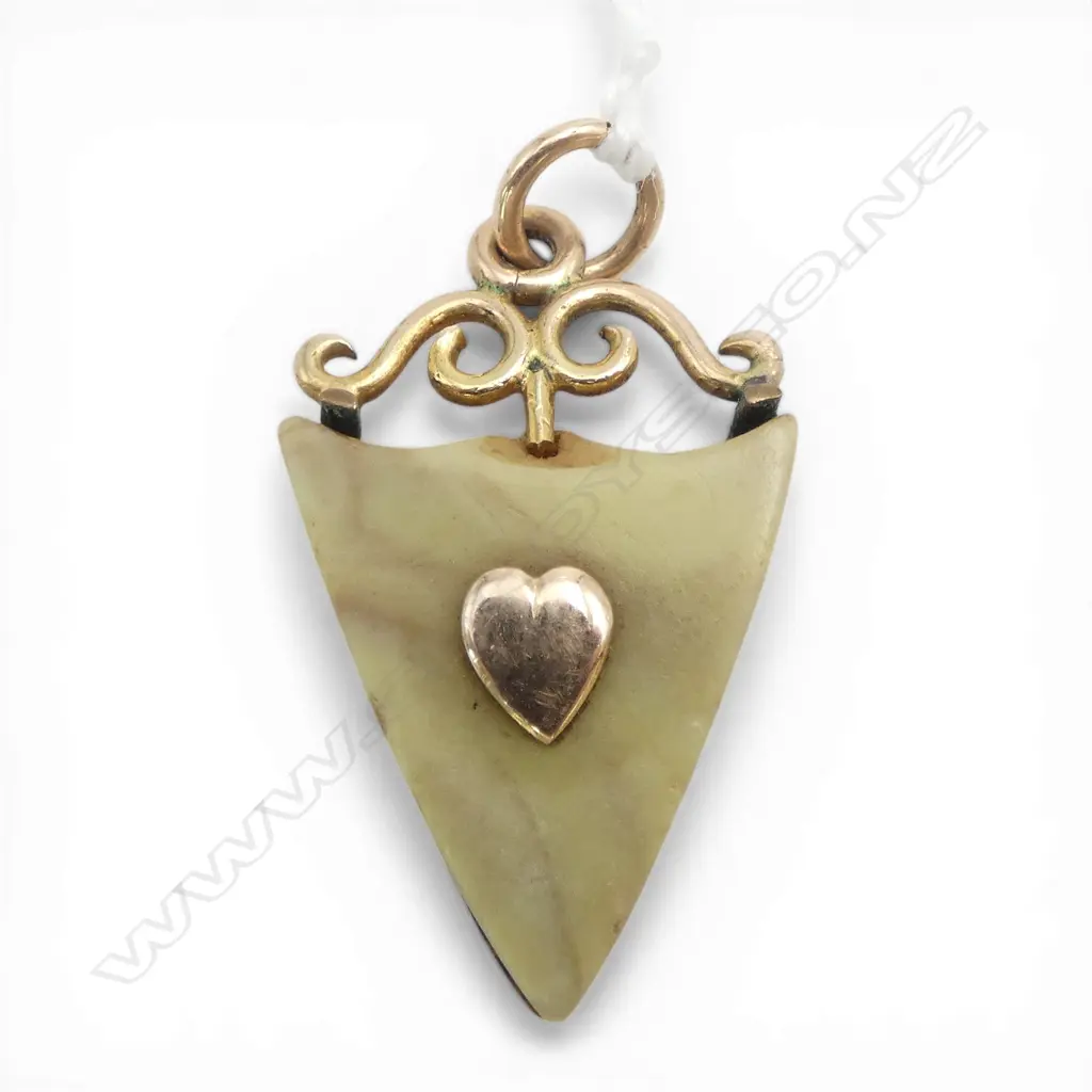 9ct GOLD & STONE FOB engraved presentation detail to reverse 1902. 4.99gms Image 1++