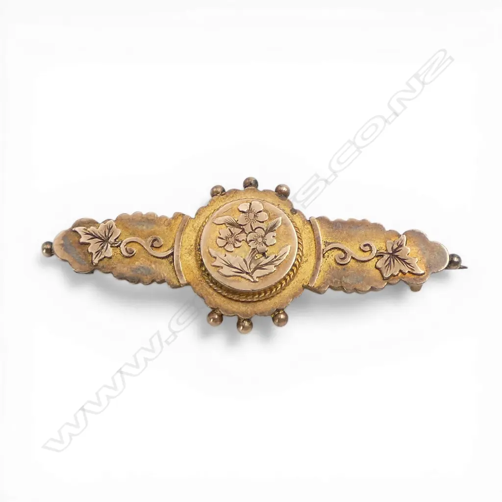 9CT GOLD VICTORIAN BAR BROOCH 2.1GMS Image 1++