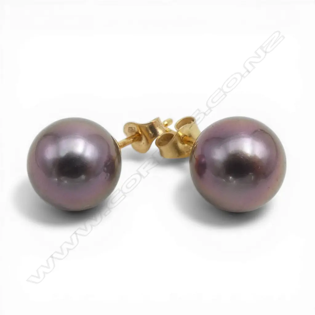 PR PEARL & 18ct GOLD EARRINGS 2.72gms Image 1++