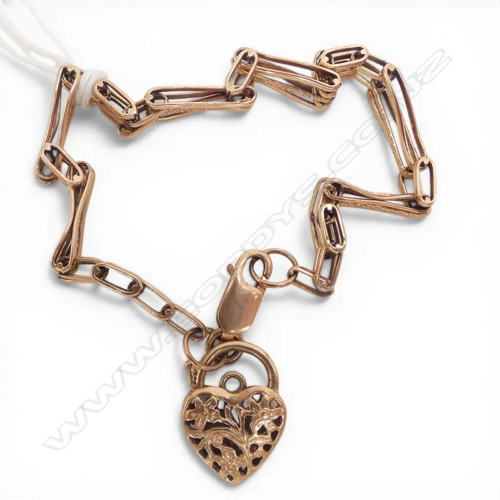 9ct ROSE GOLD GATE LINK BRACELET 13.3gms Image 1++