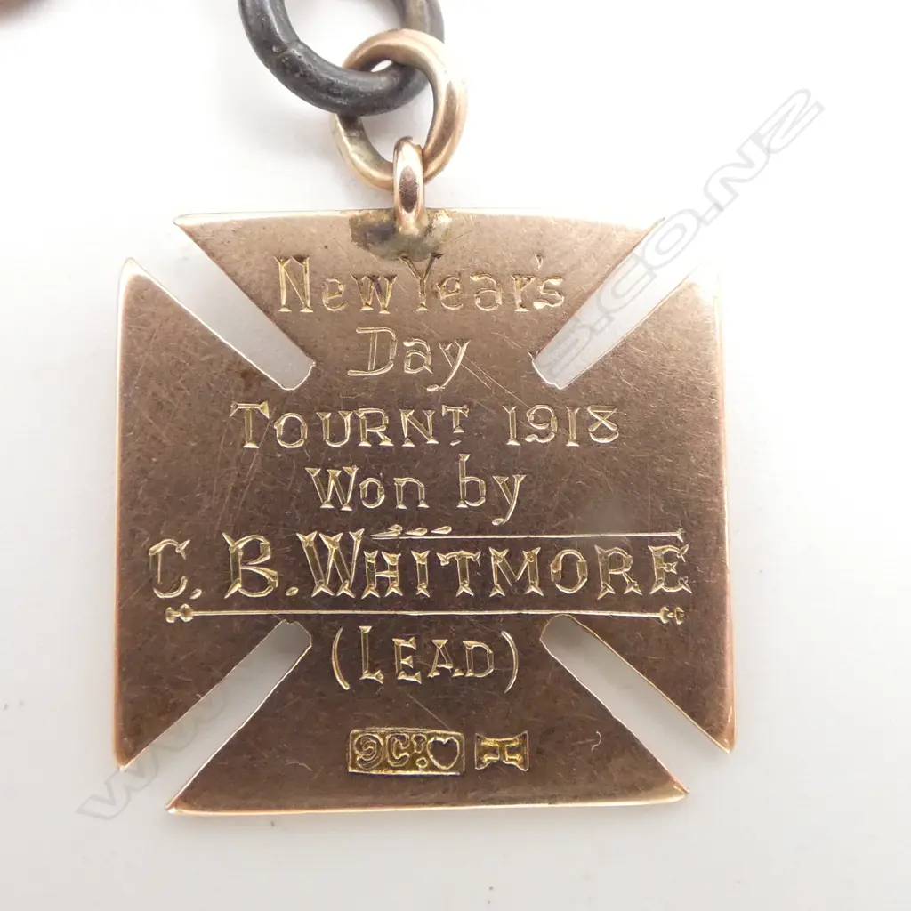 9CT GOLD 1918  SPORTS MEDAL 4.8GMS ON ROLLED GOLD ALBERT Image 1++