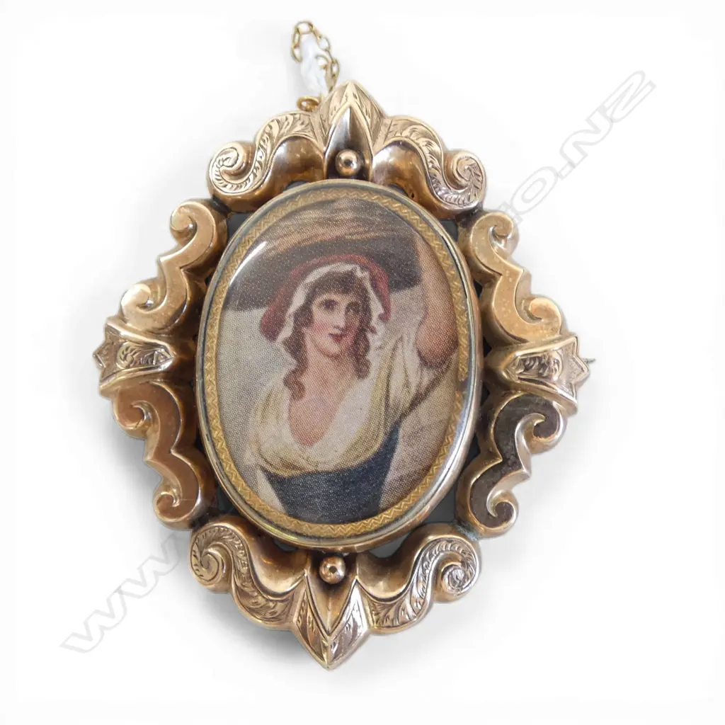 9ct VICTORIAN ORNATE FRAMED REVOLVING LOCKET BROOCH, 16.33gm Image 1++