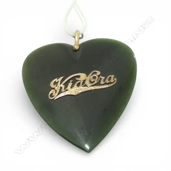 GREENSTONE HEART PENDANT 'KIA ORA' 60x50mm