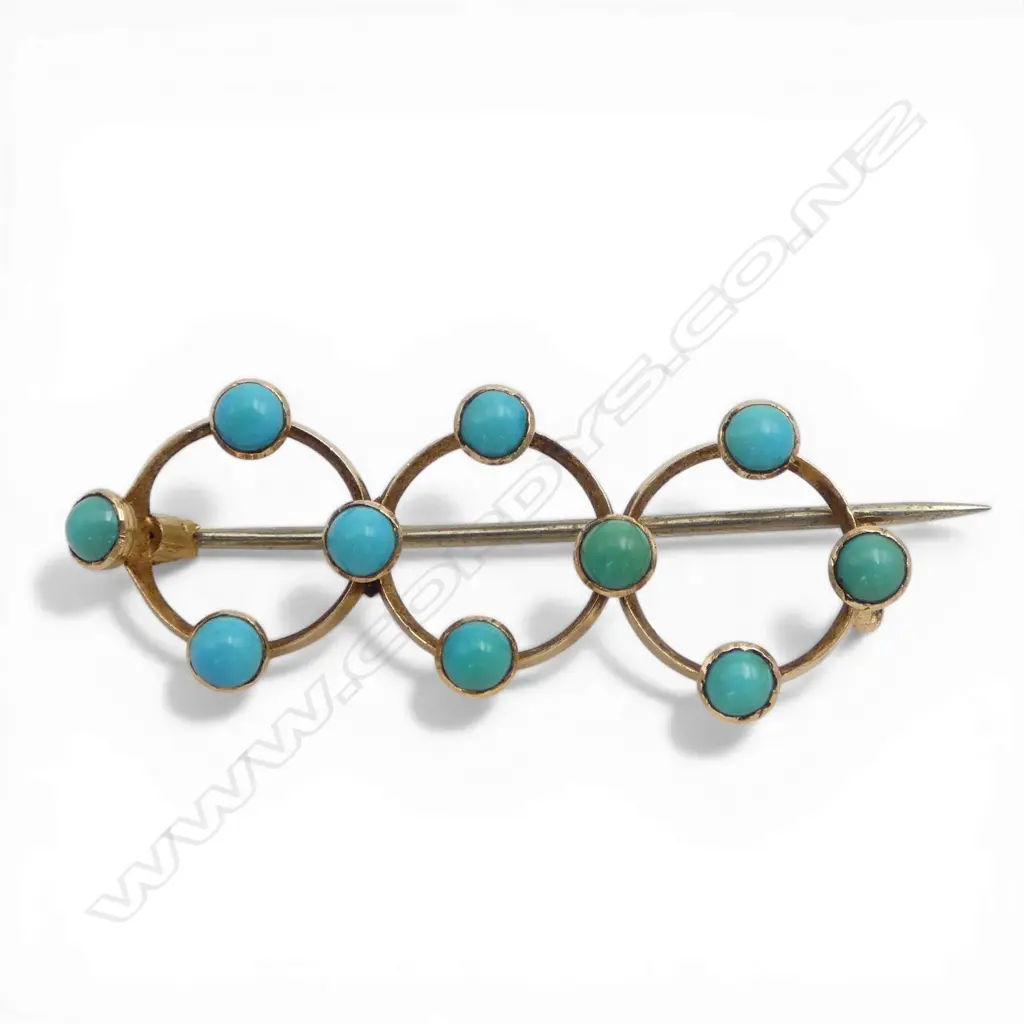 15CT GOLD AND TURQUOISE BROOCH 2.26gms Image 1++