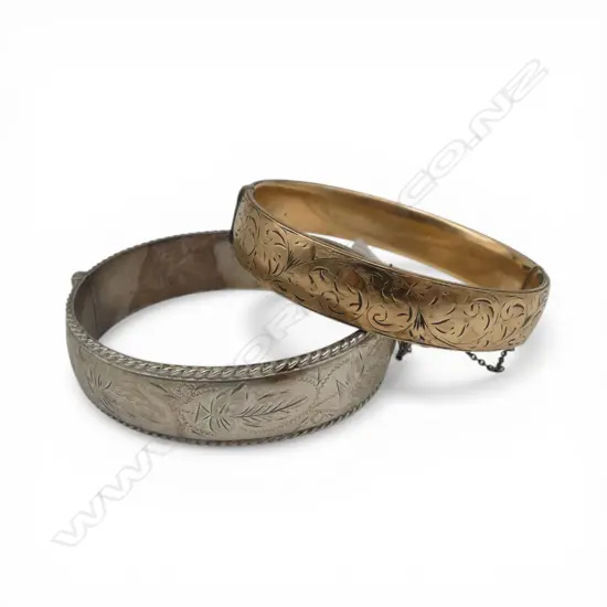 2 BRACELETS; 9CT METAL CORE (SOME WEAR), STG SILVER 28gms